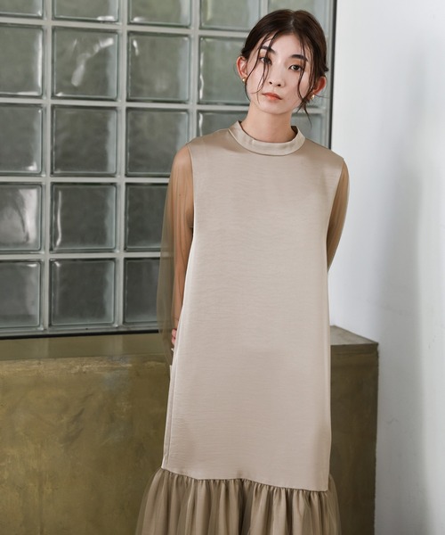 select MOCA（セレクトモカ）の「【オケージョン/結婚式】ヘムチュールサテンワンピース（ドレス・レディース・ベージュ/ブラック・MEDIUM/LARGE）」の22枚目の写真