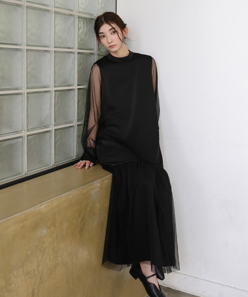 select MOCA（セレクトモカ）の「【オケージョン/結婚式】ヘムチュールサテンワンピース（ドレス・レディース・ベージュ/ブラック・MEDIUM/LARGE）」の14枚目の写真