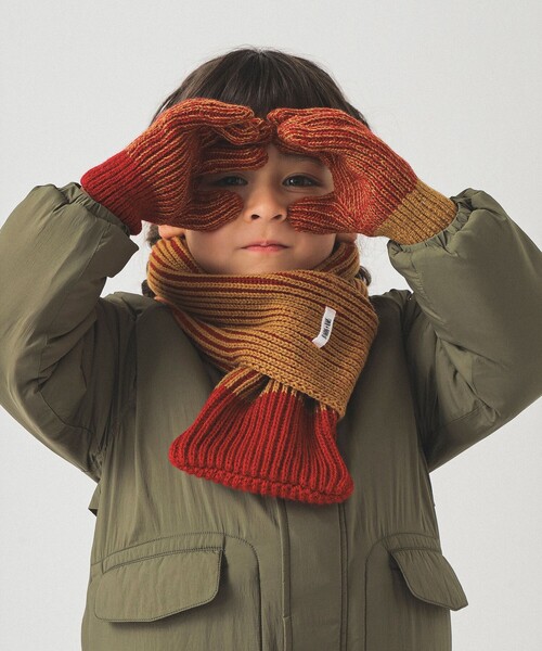 B:MING by BEAMS（ビーミングバイビームス）の「リブ マフラー 2025FW（マフラー・キッズ・ベージュ/ライトブラウン・ONE SIZE）」の7枚目の写真