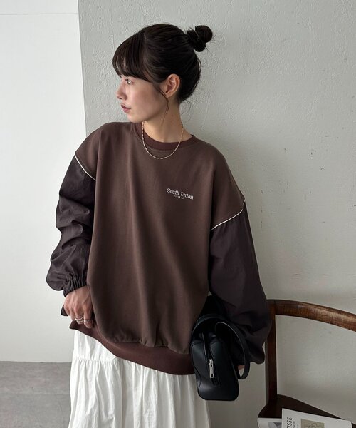 セール】【ユニセックス】異素材切り替えスウェット（スウェット