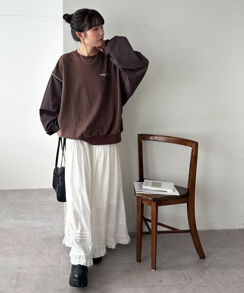 セール】【ユニセックス】異素材切り替えスウェット（スウェット