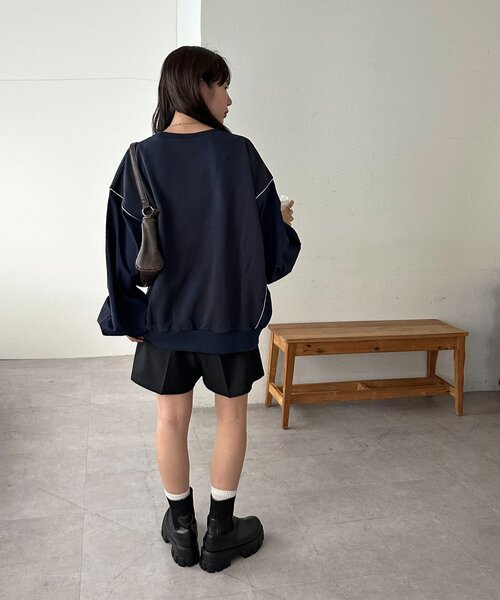 セール】【ユニセックス】異素材切り替えスウェット（スウェット