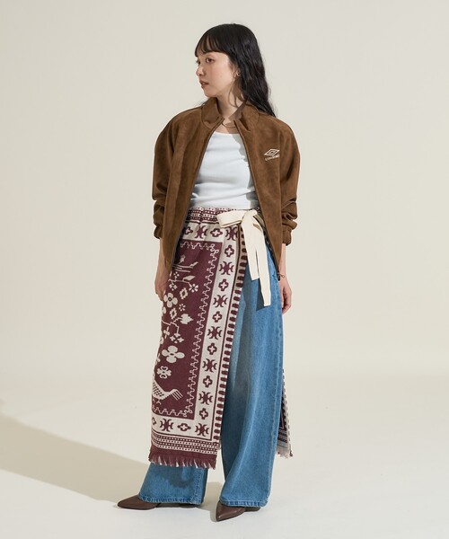 セール】ブランケット リメイク風巻スカート/ラップスカート