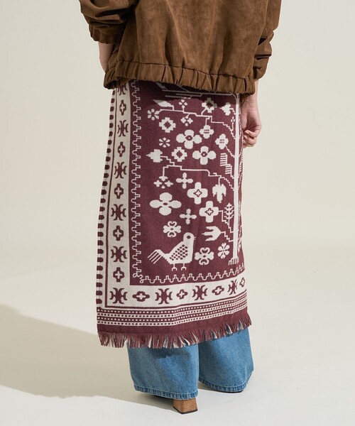 FREAK'S STORE（フリークスストア）の「ブランケット リメイク風巻スカート/ラップスカート<セットアップ対応＞（スカート・レディース・ワイン/ネイビー・ﾌﾘ-）」の10枚目の写真