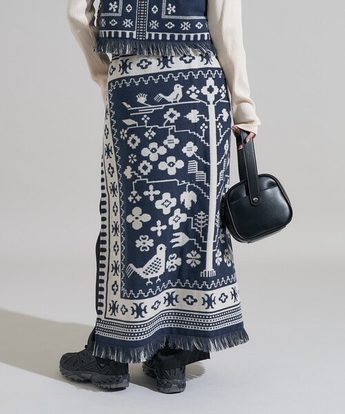 FREAK'S STORE（フリークスストア）の「ブランケット リメイク風巻スカート/ラップスカート<セットアップ対応＞（スカート・レディース・ワイン/ネイビー・ﾌﾘ-）」の20枚目の写真