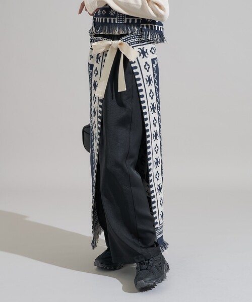 FREAK'S STORE（フリークスストア）の「ブランケット リメイク風巻スカート/ラップスカート<セットアップ対応＞（スカート・レディース・ワイン/ネイビー・ﾌﾘ-）」の21枚目の写真