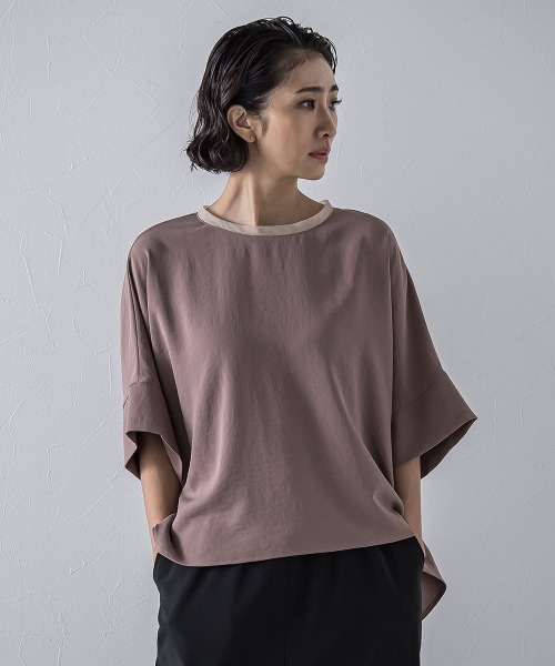 la.f…(ラエフ)の「ハイストレッチカットソーブラウス≪洗濯機で洗える≫(シャツ/ブラウス・レディース・キャメル/オフホワイト/ネイビー/ライトグレー・9号)」の4枚目の写真