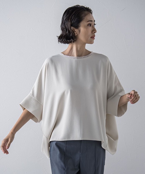 la.f…(ラエフ)の「ハイストレッチカットソーブラウス≪洗濯機で洗える≫(シャツ/ブラウス・レディース・キャメル/オフホワイト/ネイビー/ライトグレー・9号)」の5枚目の写真