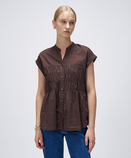 cloenc（クロエンス）の「【手洗い可】シャーリングブラウス（シャツ/ブラウス・レディース・ホワイト/ブラック/ブラウン系その他・02）」の3枚目の写真