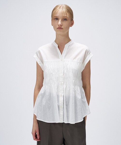 cloenc（クロエンス）の「【手洗い可】シャーリングブラウス（シャツ/ブラウス・レディース・ホワイト/ブラック/ブラウン系その他・02）」の11枚目の写真