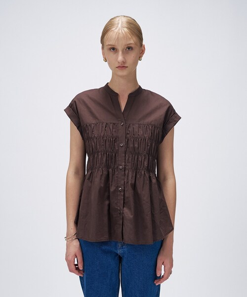 cloenc（クロエンス）の「【手洗い可】シャーリングブラウス（シャツ/ブラウス・レディース・ホワイト/ブラック/ブラウン系その他・02）」の16枚目の写真