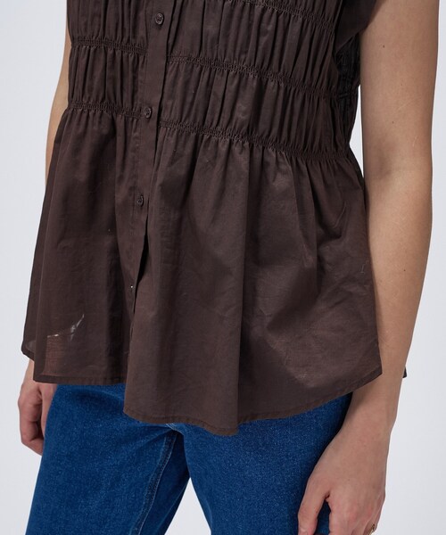 cloenc（クロエンス）の「【手洗い可】シャーリングブラウス（シャツ/ブラウス・レディース・ホワイト/ブラック/ブラウン系その他・02）」の21枚目の写真