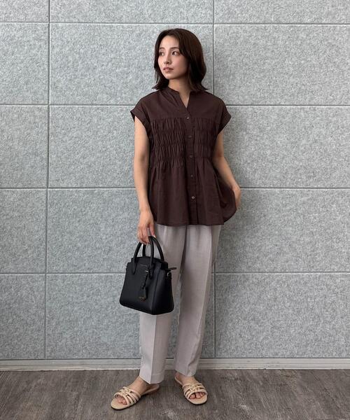 cloenc（クロエンス）の「【手洗い可】シャーリングブラウス（シャツ/ブラウス・レディース・ホワイト/ブラック/ブラウン系その他・02）」の7枚目の写真