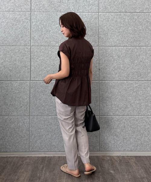 cloenc（クロエンス）の「【手洗い可】シャーリングブラウス（シャツ/ブラウス・レディース・ホワイト/ブラック/ブラウン系その他・02）」の9枚目の写真