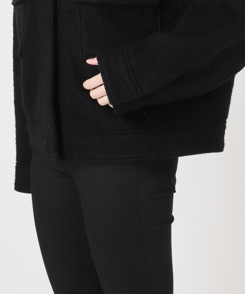 セール】シープパイルクロップジャケット（ノーカラーコート