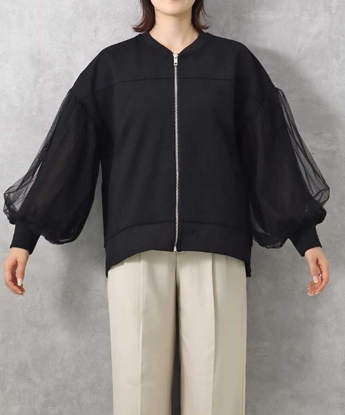 Bleu Bleuet(ブルーブルーエ)の「【ZOZO限定】ポンチ×チュールプリーツブルゾン(ブルゾン・レディース・ブラック/グレー・FREE)」の18枚目の写真