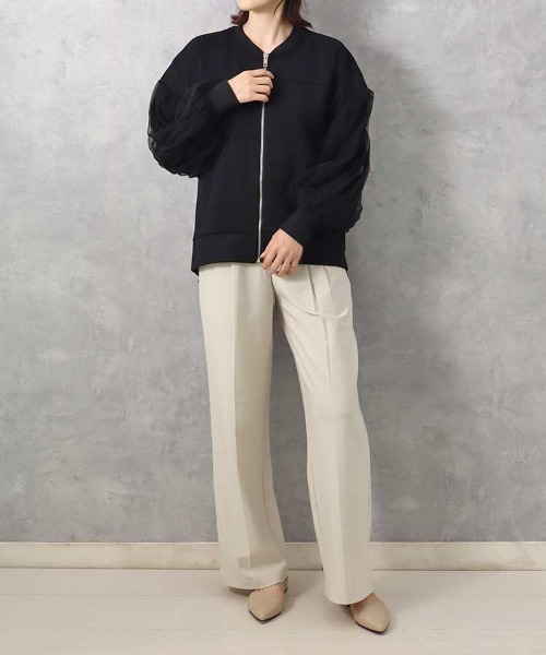 Bleu Bleuet(ブルーブルーエ)の「【ZOZO限定】ポンチ×チュールプリーツブルゾン(ブルゾン・レディース・ブラック/グレー・FREE)」の7枚目の写真