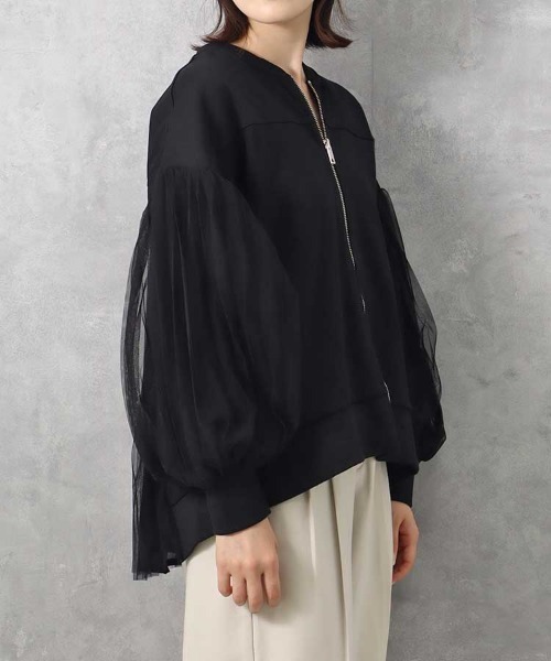 Bleu Bleuet(ブルーブルーエ)の「【ZOZO限定】ポンチ×チュールプリーツブルゾン(ブルゾン・レディース・ブラック/グレー・FREE)」の17枚目の写真