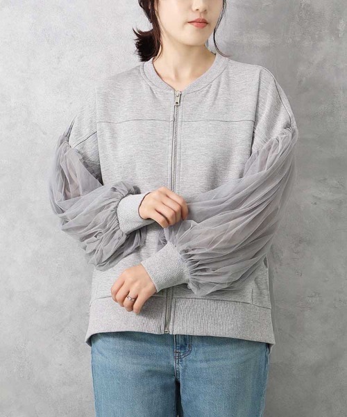 Bleu Bleuet(ブルーブルーエ)の「【ZOZO限定】ポンチ×チュールプリーツブルゾン(ブルゾン・レディース・ブラック/グレー・FREE)」の20枚目の写真