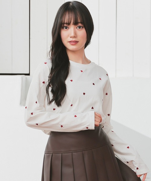 Honeys（ハニーズ）の「【ＵＶカット】モチーフ刺繍ゆるＴシャツ（Tシャツ/カットソー・レディース・ブラック/スモークピンク/オートミール/ホワイト・S/M/LL/L）」の9枚目の写真