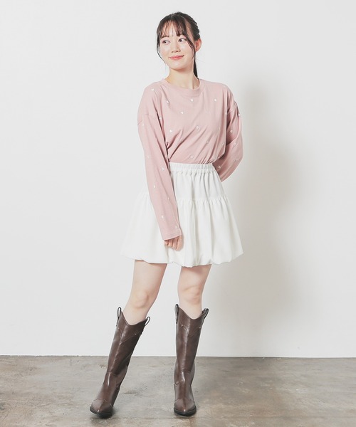 Honeys（ハニーズ）の「【ＵＶカット】モチーフ刺繍ゆるＴシャツ（Tシャツ/カットソー・レディース・ブラック/スモークピンク/オートミール/ホワイト・S/M/LL/L）」の18枚目の写真