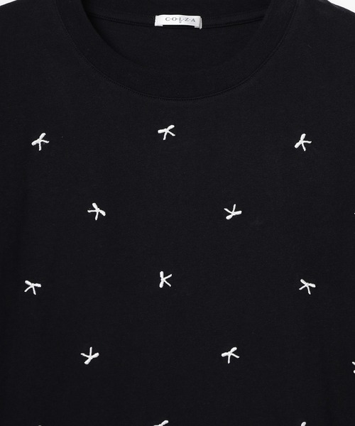Honeys（ハニーズ）の「【ＵＶカット】モチーフ刺繍ゆるＴシャツ（Tシャツ/カットソー・レディース・ブラック/スモークピンク/オートミール/ホワイト・S/M/LL/L）」の21枚目の写真