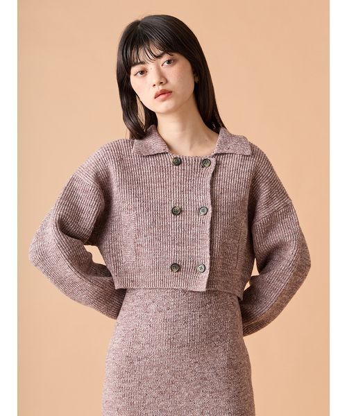 メランジニットジャケットセットミニワンピース（ワンピース）｜LILY