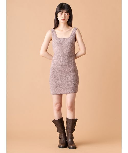 ニットノースリーブミニワンピース ニットジャケットつき　セットアップ ニットノースリーブミニワンピース ニットジャケットつき セットアップ