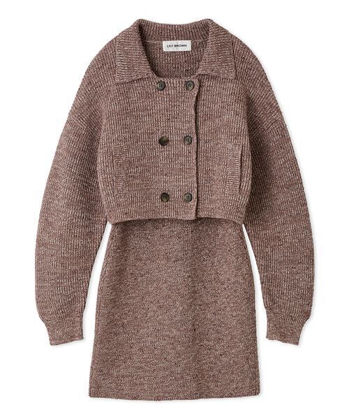 セール】メランジニットジャケットセットミニワンピース（ワンピース