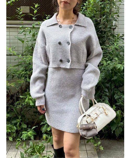 メランジニットジャケットセットミニワンピース（ワンピース）｜LILY