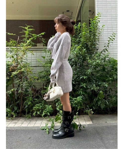 メランジニットジャケットセットミニワンピース（ワンピース）｜LILY