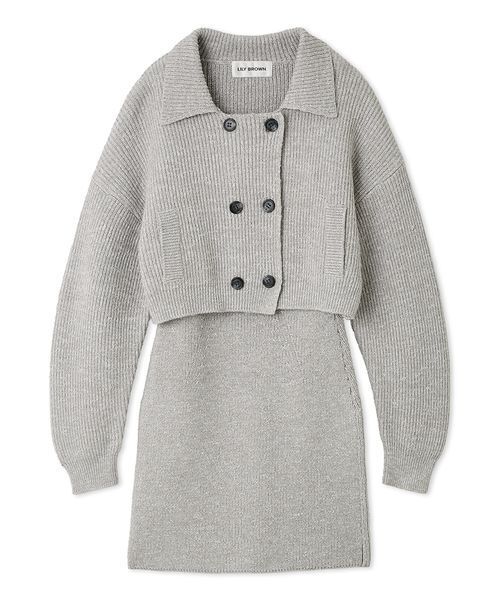 メランジニットジャケットセットミニワンピース（ワンピース）｜LILY