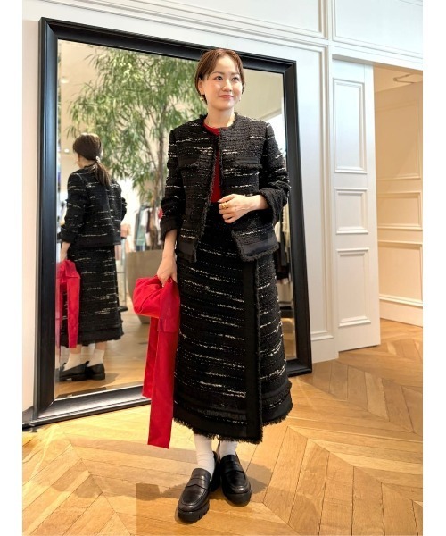 allureville(アルアバイル)の「ジオリカラップスカート(スカート・レディース・ブラック/アイボリー・1/2)」の21枚目の写真