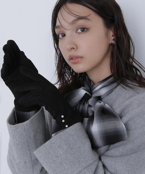 NATURAL BEAUTY BASIC（ナチュラルビューティーベーシック）の「◇パールポイントグローブ（手袋・レディース・ベージュ/グレー/ブラック・FREE）」の2枚目の写真