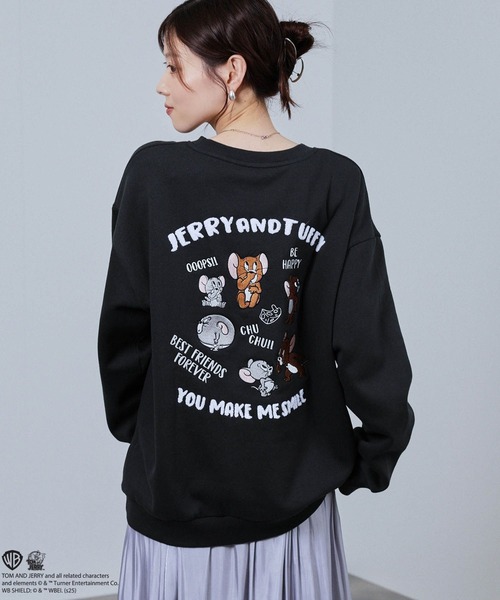 Tom&Jerry(トムアンドジェリー)の「TOM&JERRY ワッペン風 刺繍トレーナー(スウェット・メンズ・スミクロ/オートミール・XL/L/M)」の9枚目の写真