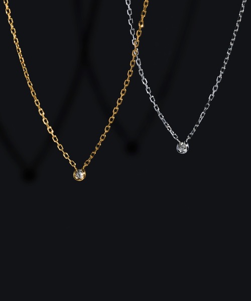 JUPITER（ジュピター）の「【SV】バテイ一粒ダイヤモンドネックレス<全長約40+6cm>/金属アレルギー対応<動画あり>（ネックレス・レディース・シルバー/ゴールド・FREE）」の2枚目の写真