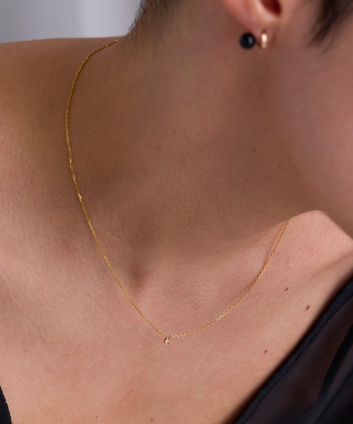 JUPITER（ジュピター）の「【SV】バテイ一粒ダイヤモンドネックレス<全長約40+6cm>/金属アレルギー対応<動画あり>（ネックレス・レディース・シルバー/ゴールド・FREE）」の11枚目の写真