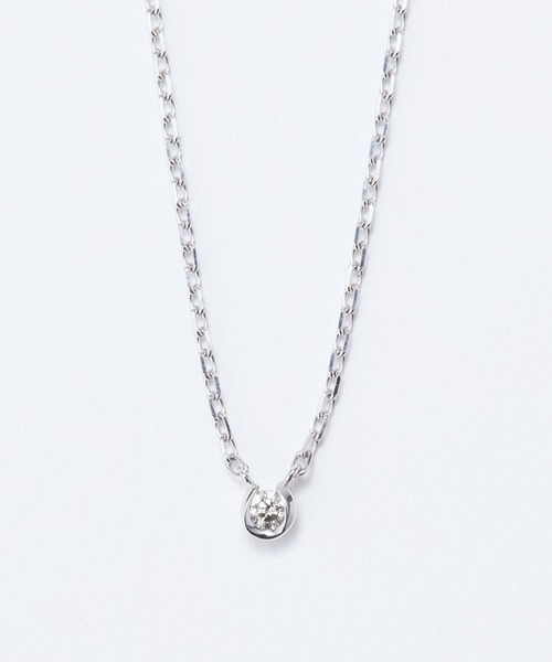 JUPITER（ジュピター）の「【SV】バテイ一粒ダイヤモンドネックレス<全長約40+6cm>/金属アレルギー対応<動画あり>（ネックレス・レディース・シルバー/ゴールド・FREE）」の5枚目の写真