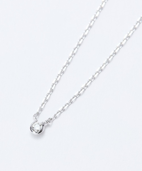JUPITER（ジュピター）の「【SV】バテイ一粒ダイヤモンドネックレス<全長約40+6cm>/金属アレルギー対応<動画あり>（ネックレス・レディース・シルバー/ゴールド・FREE）」の6枚目の写真