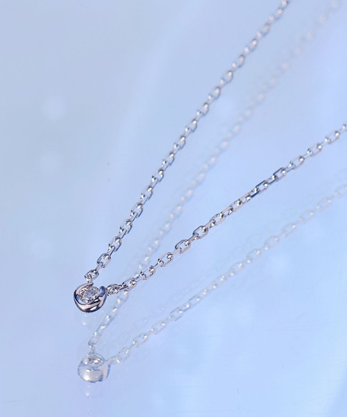 JUPITER（ジュピター）の「【SV】バテイ一粒ダイヤモンドネックレス<全長約40+6cm>/金属アレルギー対応<動画あり>（ネックレス・レディース・シルバー/ゴールド・FREE）」の9枚目の写真