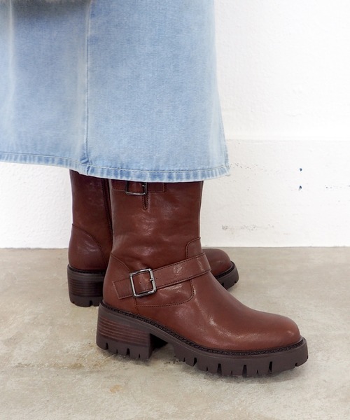 あしながおじさん（アシナガオジサン）の「エンジニアレザーブーツ　2410199（ブーツ・レディース・ブラック/ブラウン・23cm/22.5cm/24.5cm/24cm/23.5cm）」の2枚目の写真