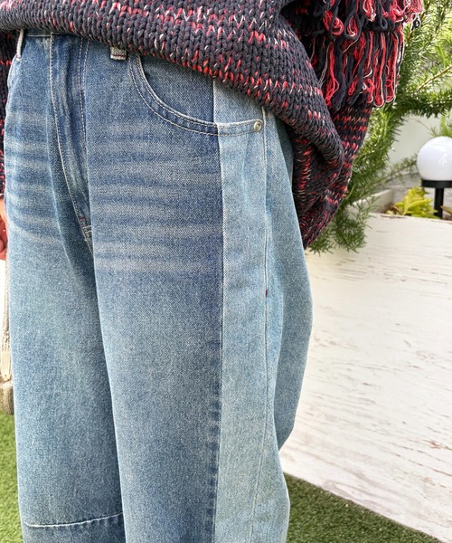 DOUBLE NAME（ダブルネーム）の「【美！シルエット！！】濃淡切替カーブデニムパンツ（デニムパンツ・レディース・ネイビー/ブラック・FREE）」の15枚目の写真