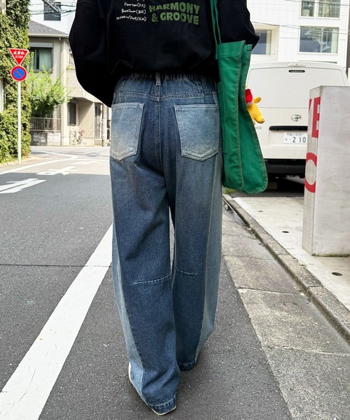 DOUBLE NAME（ダブルネーム）の「【美！シルエット！！】濃淡切替カーブデニムパンツ（デニムパンツ・レディース・ネイビー/ブラック・FREE）」の18枚目の写真