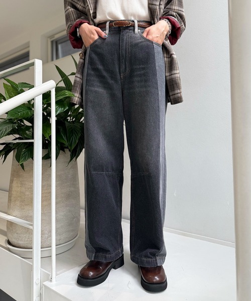 DOUBLE NAME（ダブルネーム）の「【美！シルエット！！】濃淡切替カーブデニムパンツ（デニムパンツ・レディース・ネイビー/ブラック・FREE）」の19枚目の写真