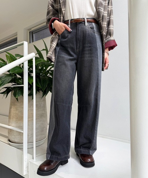 DOUBLE NAME（ダブルネーム）の「【美！シルエット！！】濃淡切替カーブデニムパンツ（デニムパンツ・レディース・ネイビー/ブラック・FREE）」の20枚目の写真