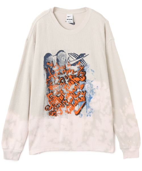 00s NIKE ゴツナイキプリント サーマルカットソー ロンT Mサイズ 黒