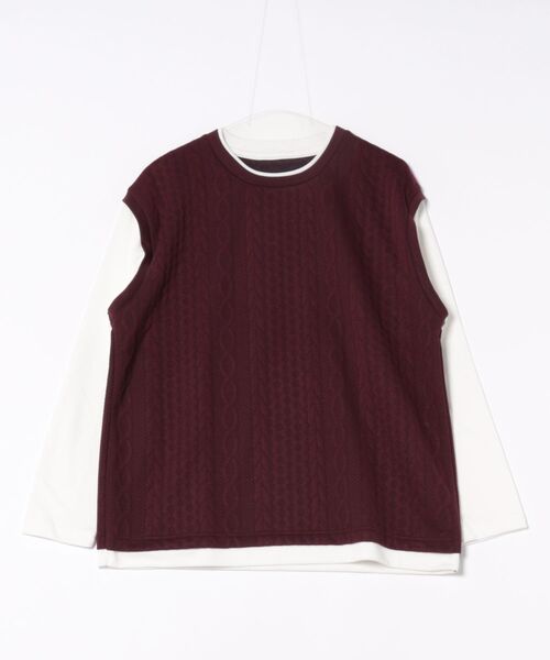 NO NEED(ノーニード)の「ジャガードベストロンT(Tシャツ/カットソー・メンズ・ネイビー/グレー/グリーン/ワイン・S/M/L/LL)」の1枚目の写真