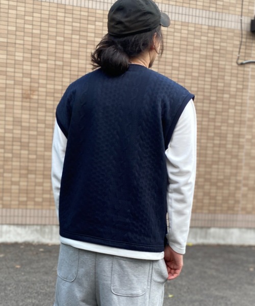 NO NEED(ノーニード)の「ジャガードベストロンT(Tシャツ/カットソー・メンズ・ネイビー/グレー/グリーン/ワイン・S/M/L/LL)」の20枚目の写真