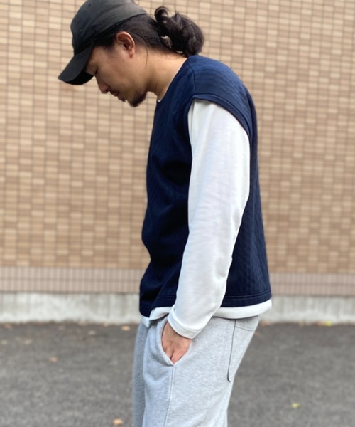 NO NEED(ノーニード)の「ジャガードベストロンT(Tシャツ/カットソー・メンズ・ネイビー/グレー/グリーン/ワイン・S/M/L/LL)」の19枚目の写真