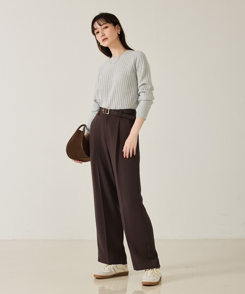 qualite（カリテ）の「【セットアップ対応】センタープレスストレートパンツ/秋服/冬服/オフィスカジュアル（その他パンツ・レディース・ブラック/モカ・36/38）」の6枚目の写真